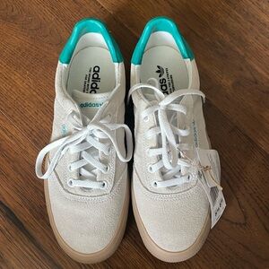 adidas Originals White and Teal Athletic Shoes
